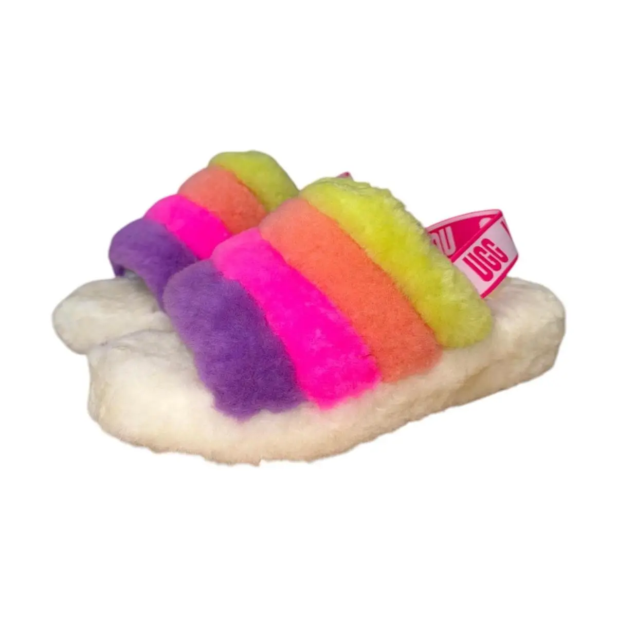 Ugg Fluff Yeah Women`s Shearling Slingback Platform Sandals White by UGG