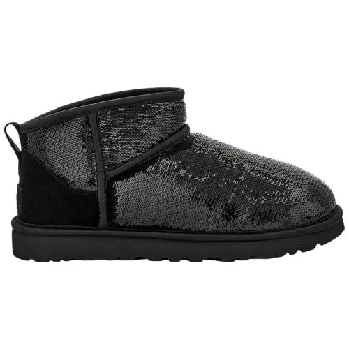 Ugg Womens Classic Ultra Mini Boot Mirror Ball Black 1151616-BLK Women Size - Black