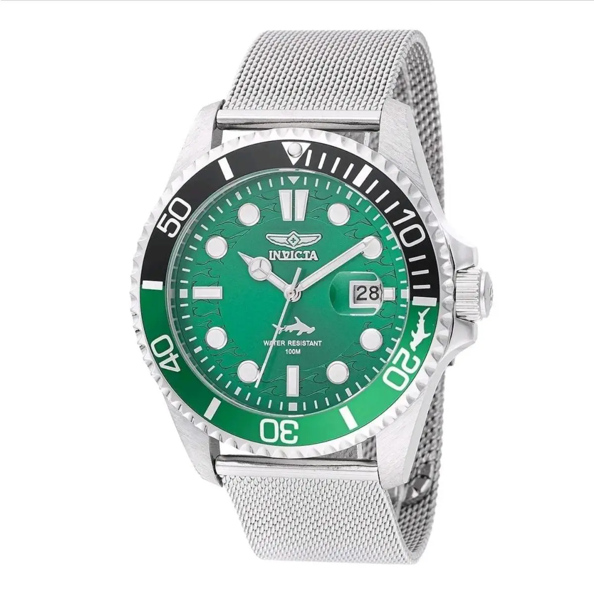 Invicta 47174 Men’s Stainless Steel Mesh – Green Dial – 100M – W/box