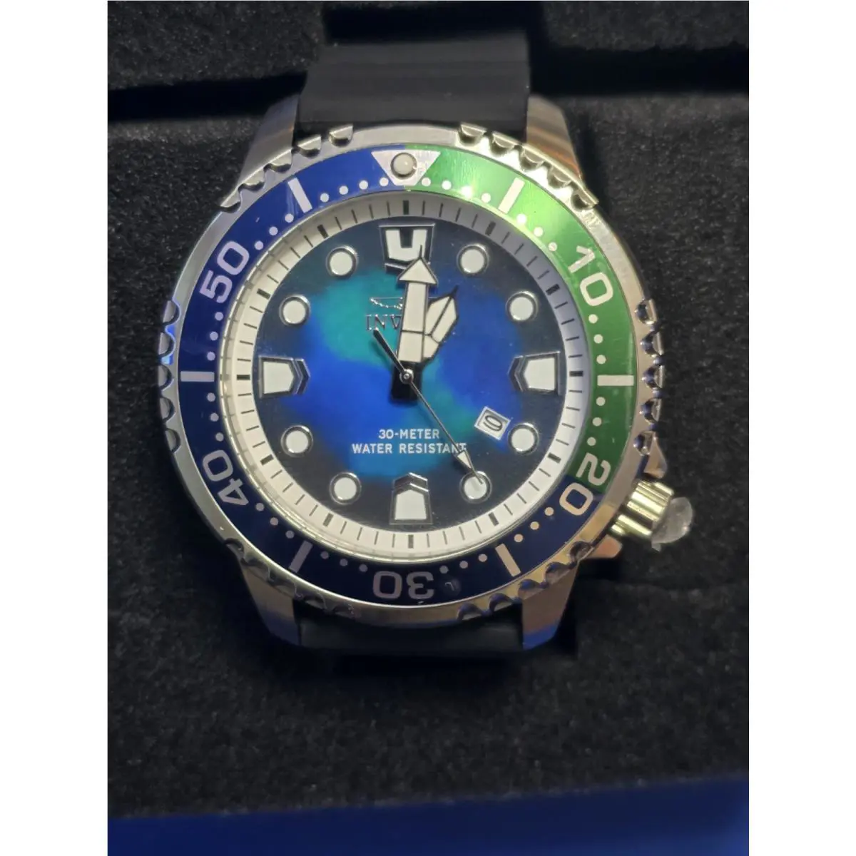 New-invicta Men`s Pro Diver Abyss Watch- Green/blue Dial- Silicone Band -48mm