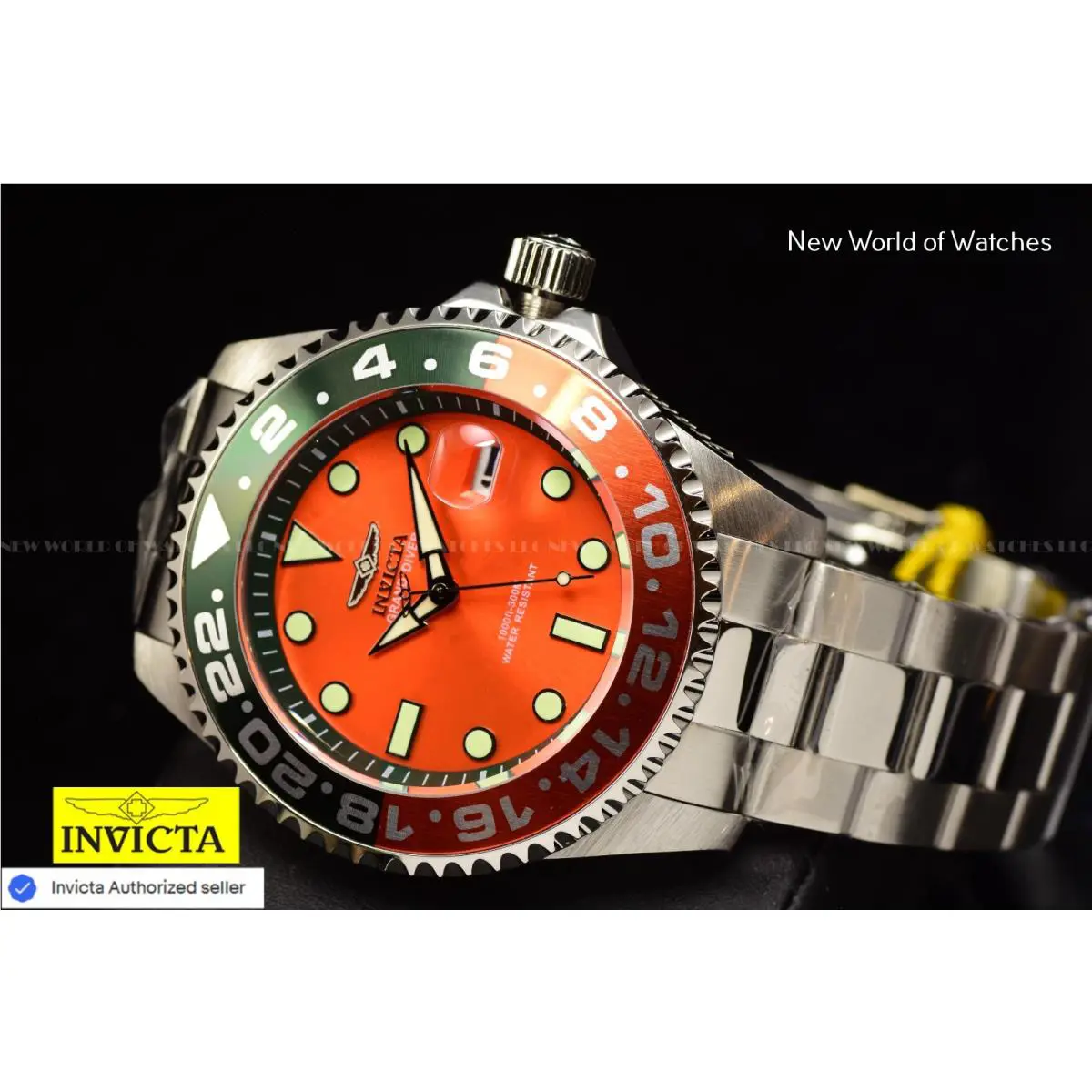 Invicta Men`s Grand Diver Miami Automatic Lim. Ed. Orange Dial Silver SS Watch