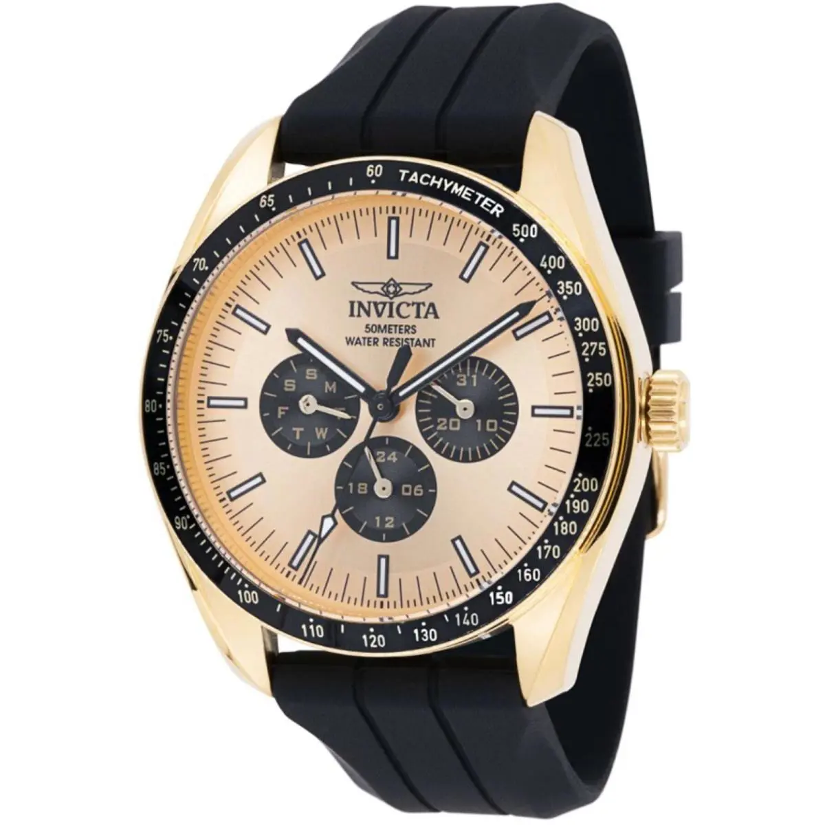 Invicta Men`s Tachymeter Watch with Black Silicone Band