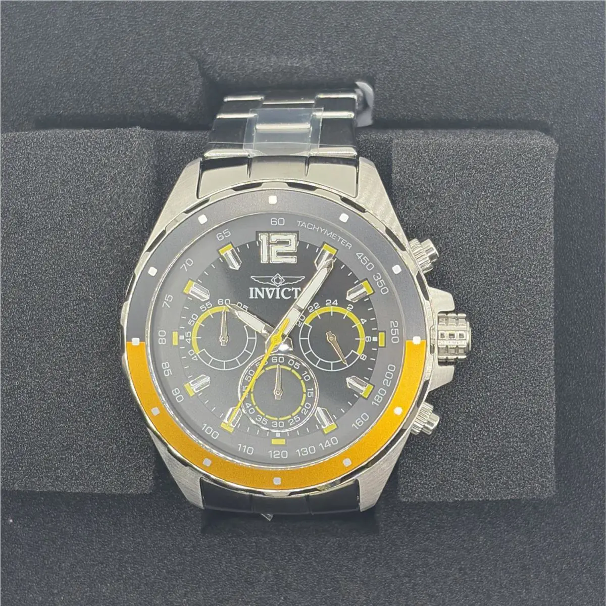 Invicta 49365 Men`s 44 Mm Speedway Gearshift Chronograph Black/yellow Watch