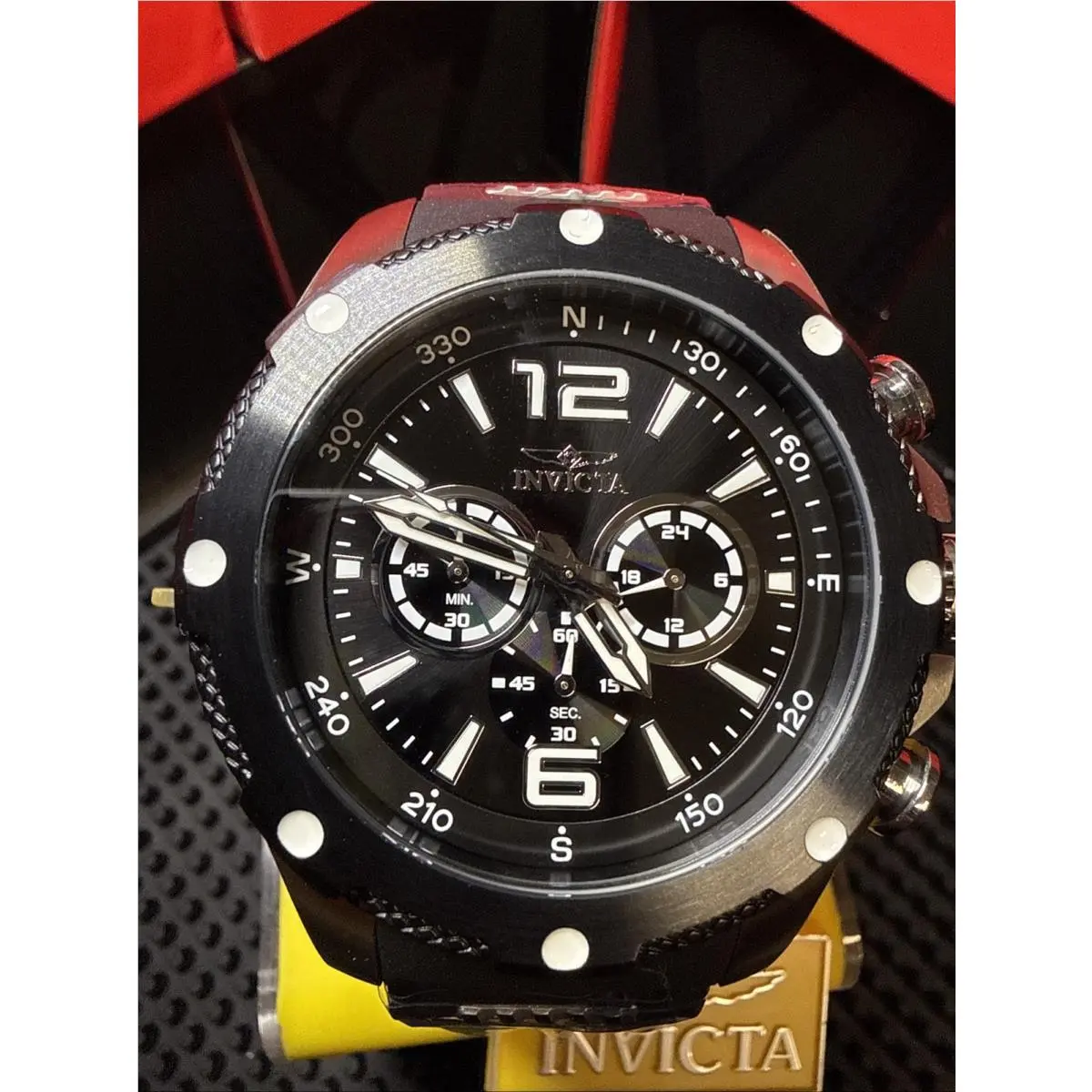 I-force Axis Mens 50mm Watch Black Silver Stainless Steel Silicone 39998 by Invicta