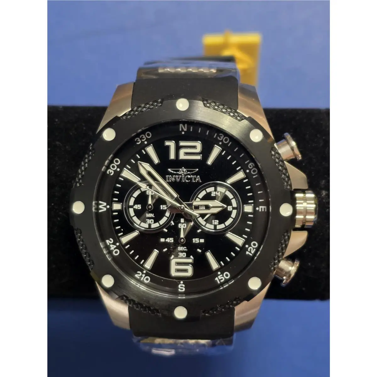 Invicta I-force Axis Mens 50mm Watch Black Silver Stainless Steel Silicone 39998