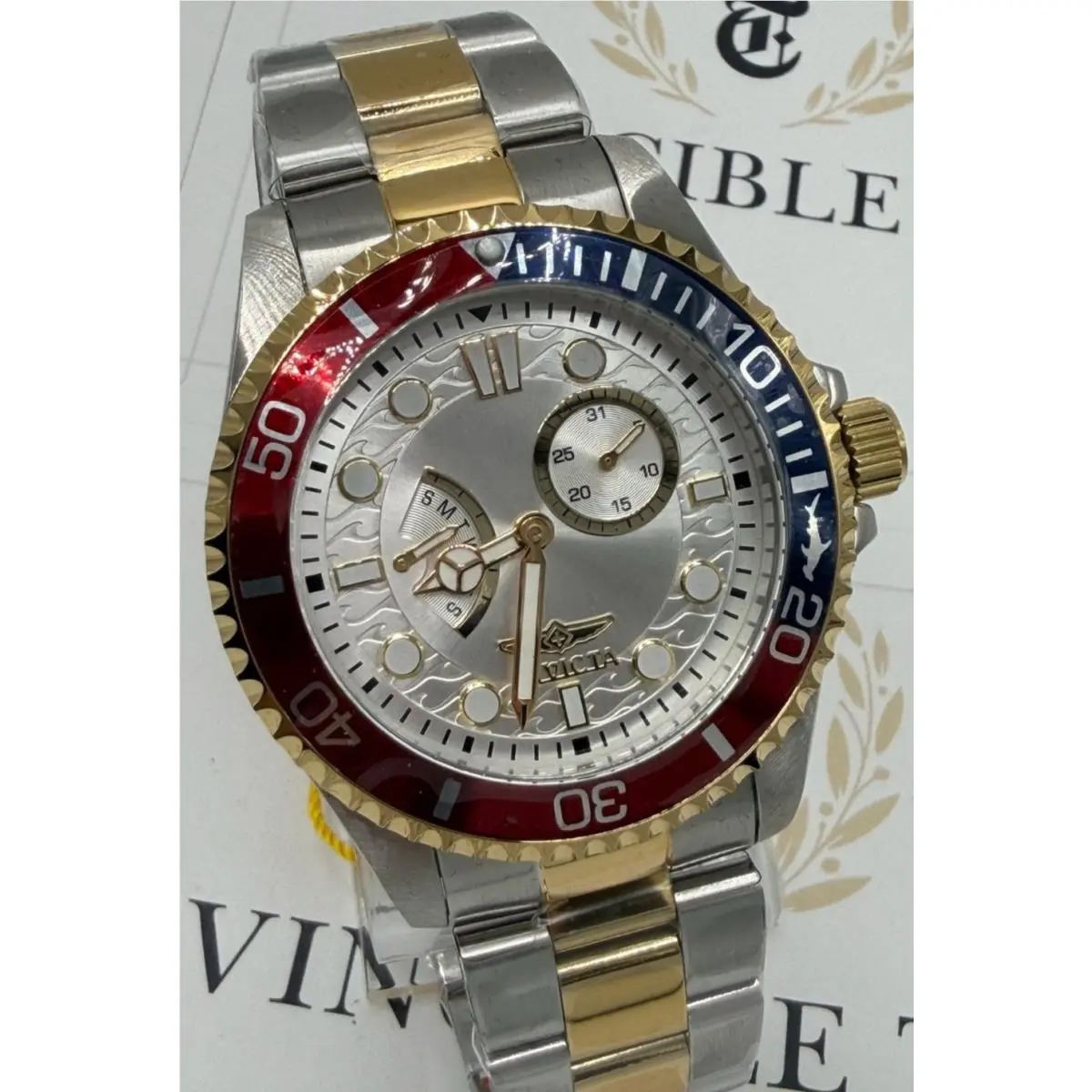 Pro Diver Pepsi Bezel Men`s Watch - 43mm Gold Steel 49711 by Invicta