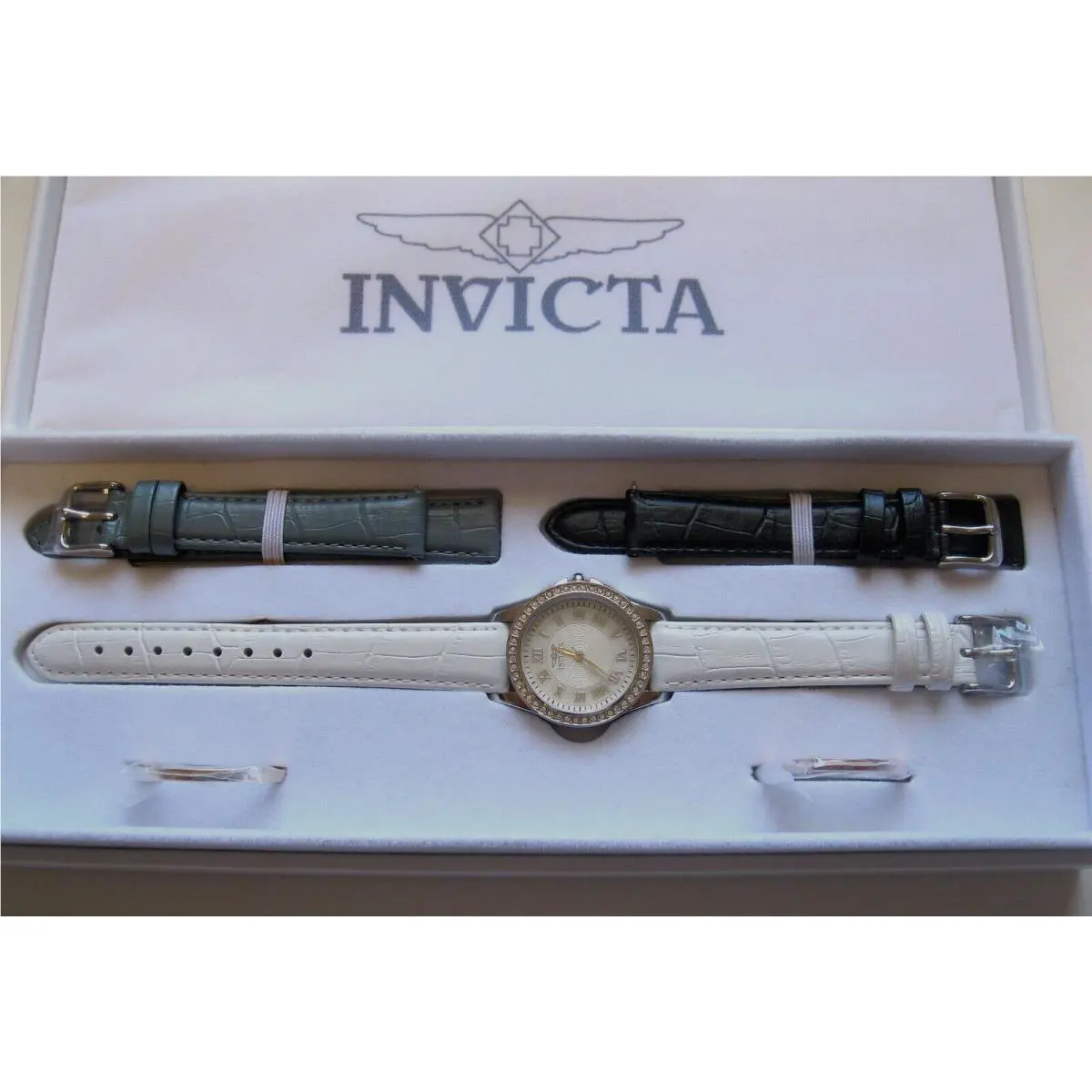 Invicta Angel White Mop Dial Quick Change Set Swiss Movement Ladie`s Watch12850