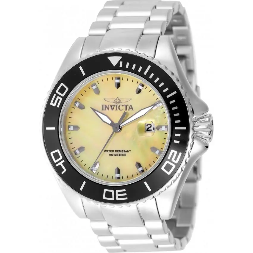 Pro Diver 48mm Men`s Quartz Watch Yellow Mother Of Pearl Dial 49640 by Invicta