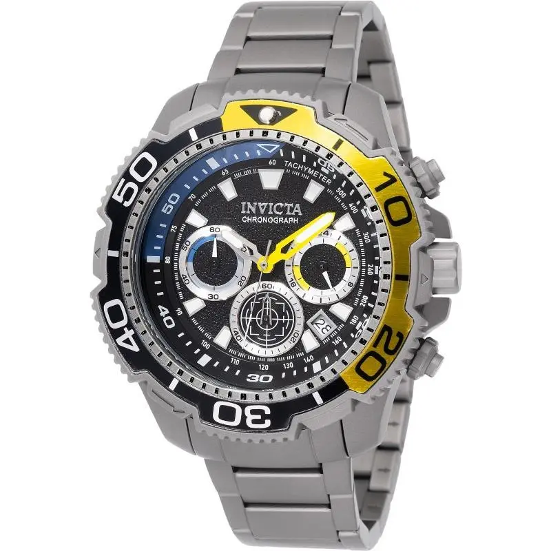 Men TI-22 48mm Quartz Chronograph Titanium/ss Material Yellow Tone Watch by Invicta