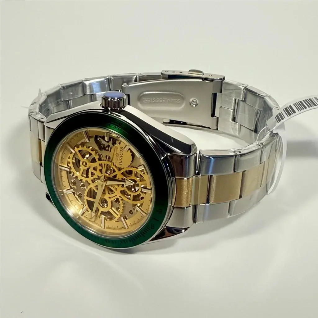69454 Invicta Objet D Art Mens Watch 43mm Silver Gold Dial Automatic Skeleton