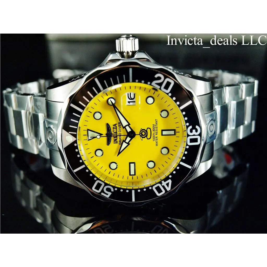 Invicta Pro-diver Grand Diver Automatic Yellow Dial Men`s Watch 3048