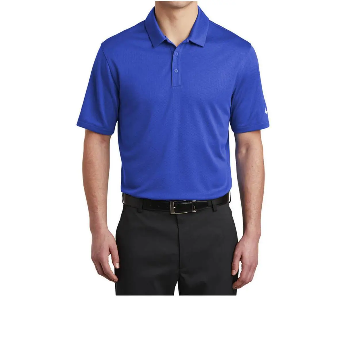Men`s Dri-fit Hex Textured Short Sleeves Blue Polo by Nike