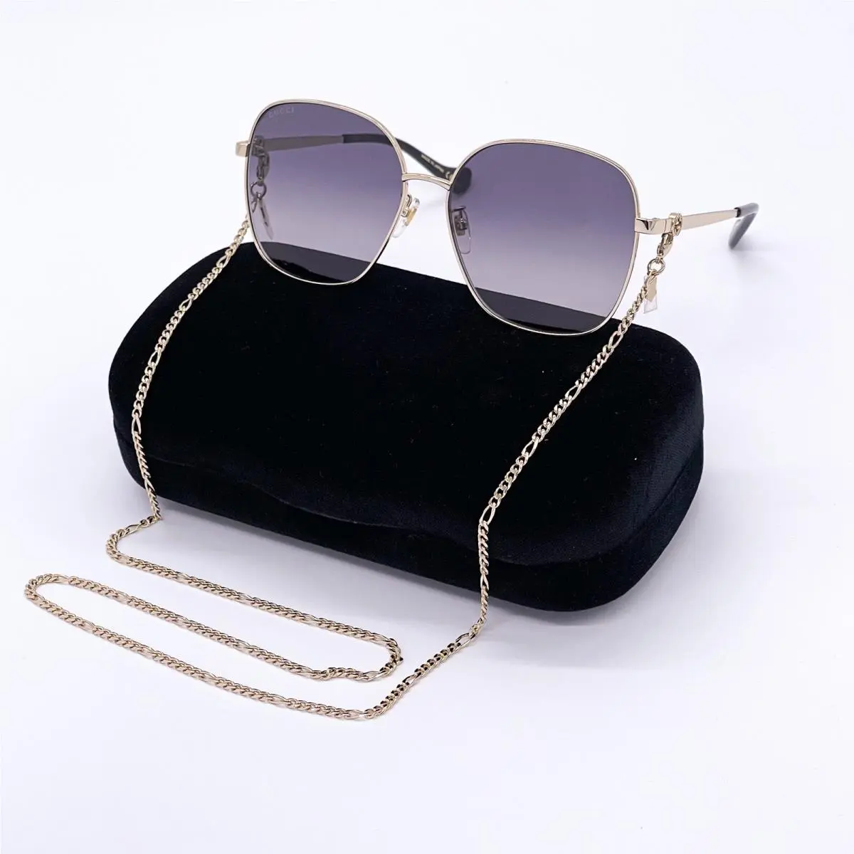 Gucci Sunglasses GG1089SA 001 Women Gold Gucci + Gold Cha