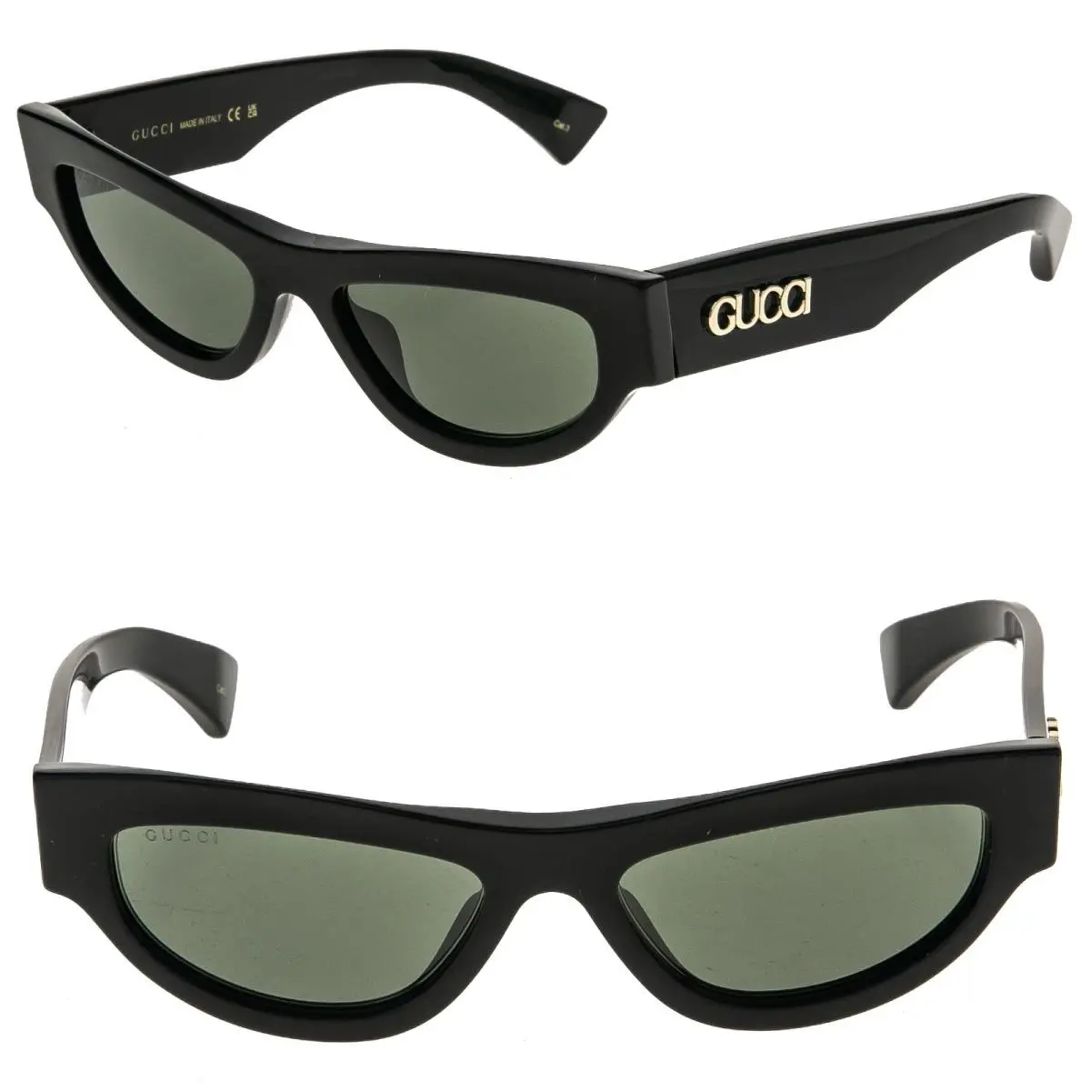 Gucci 1834 Black Cat Narrow Sculpted Logo Gg1834S Unisex Sunglasses 001