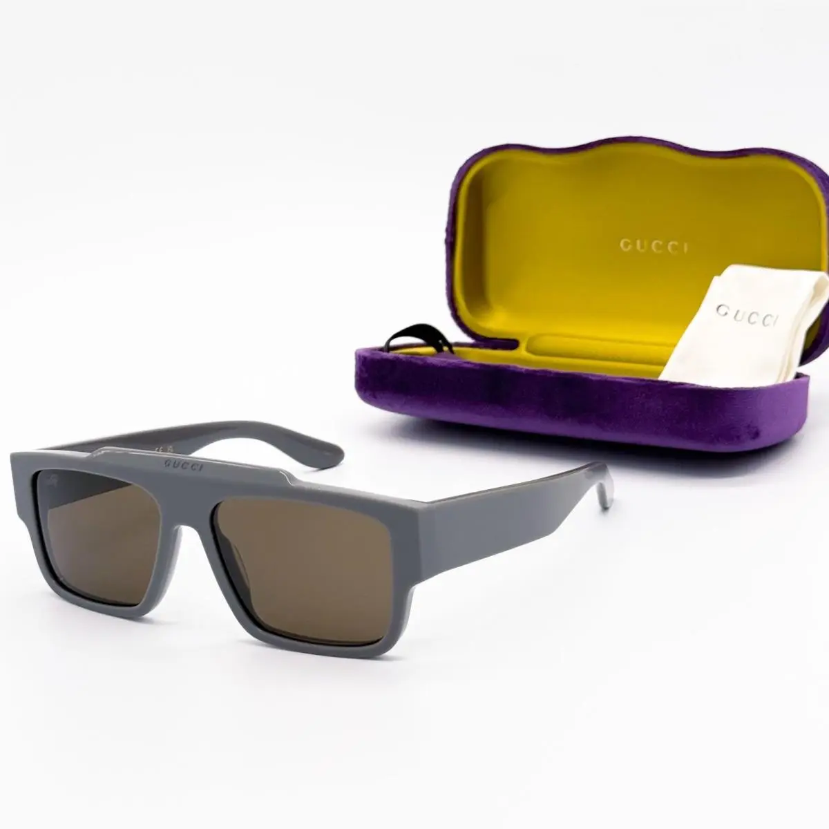 GG1460S 003 Gucci Unisex Gray Brown Sunglasses Gucci