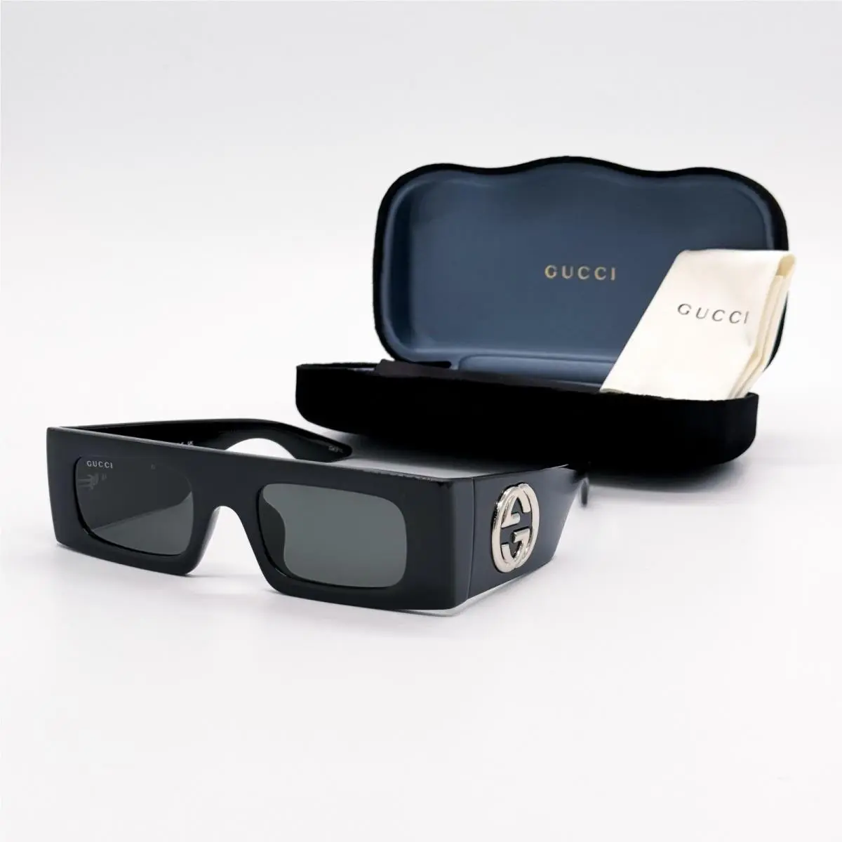 Gucci GG1646S 001 Square Black Grey Women Sunglasses Gucci