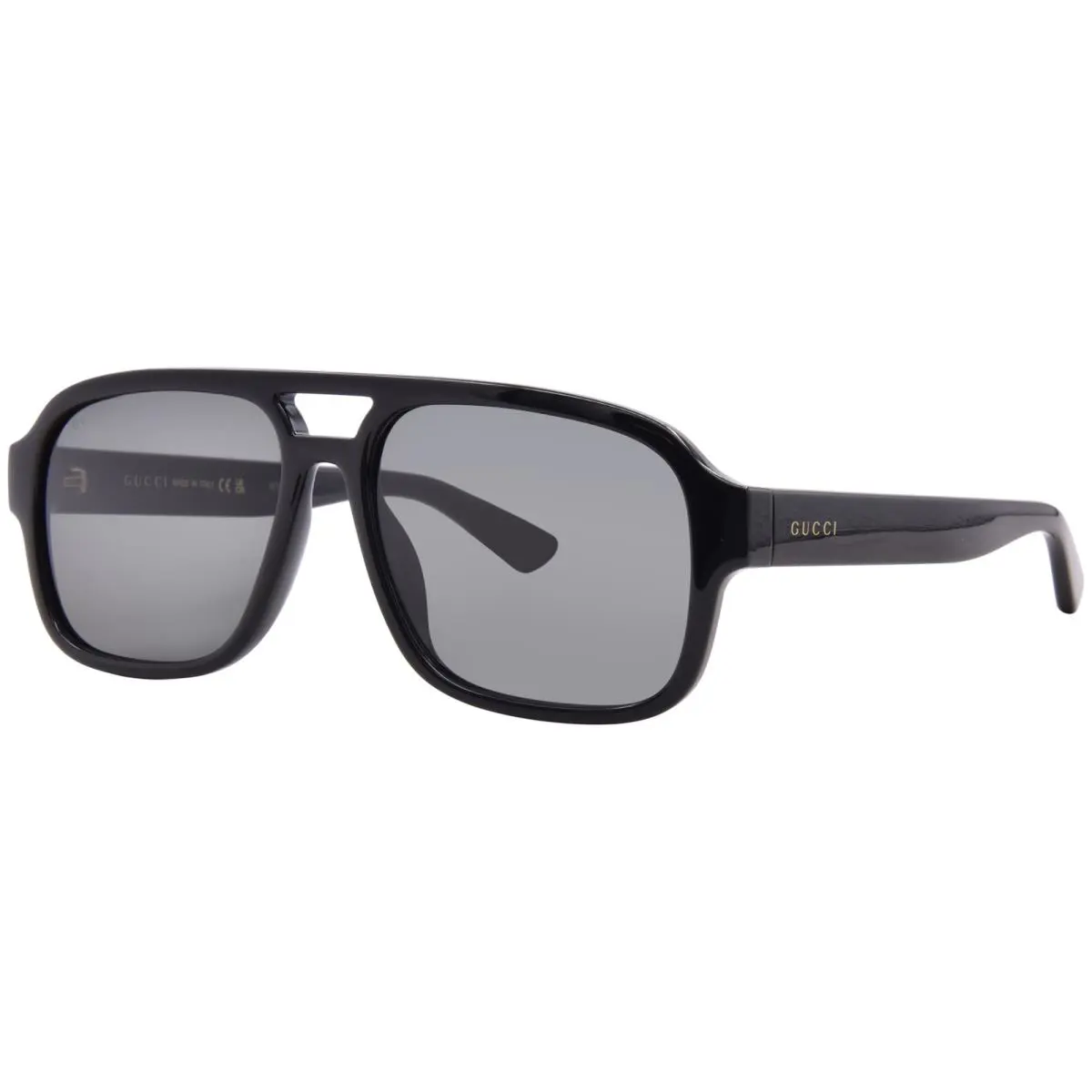 Gucci GG1342S 001 Sunglasses Men`s Black/smoke Lenses Pilot Style 59mm - Frame: Black, Lens: Gray
