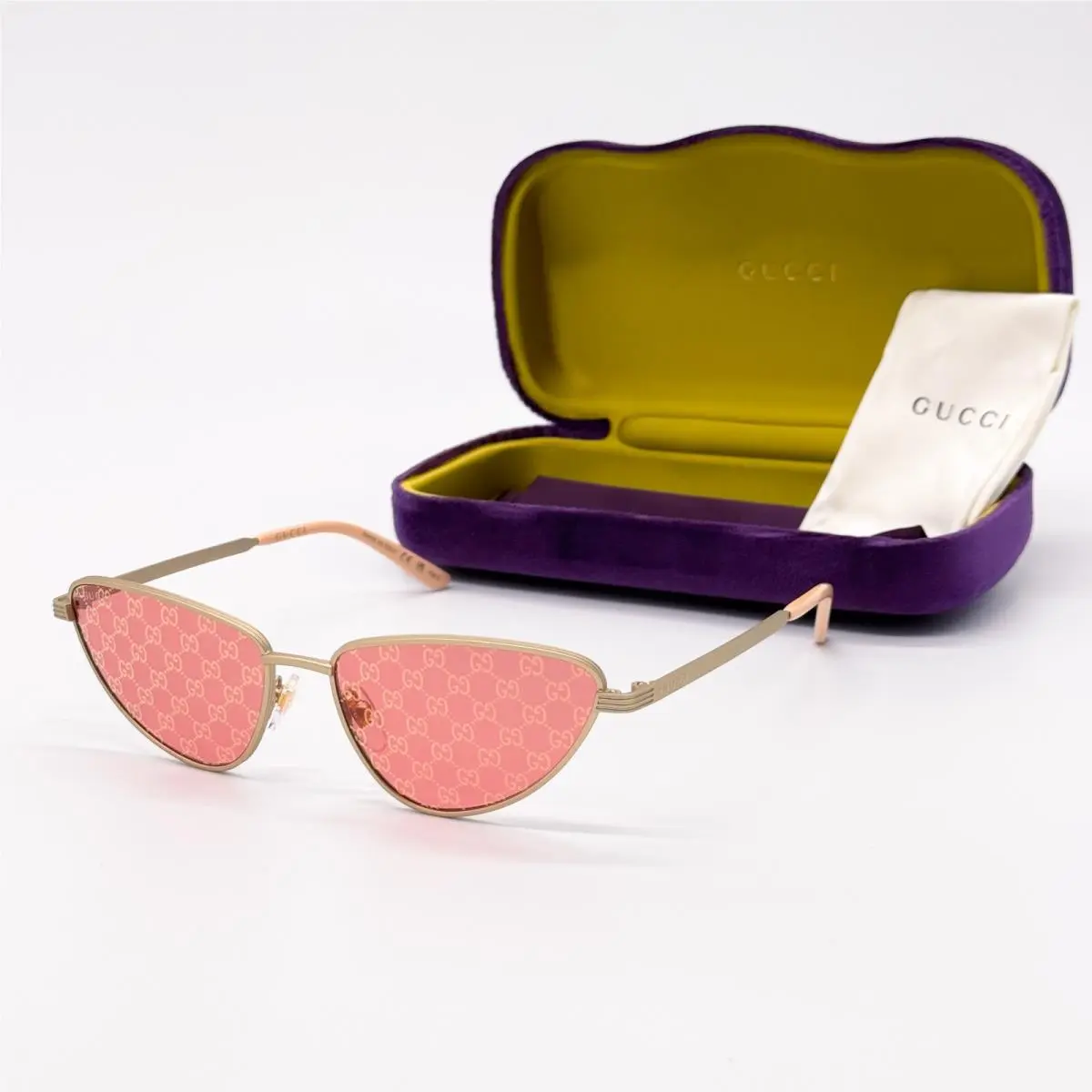Gucci GG1879S 004 Gold Red Women Sunglasses Gucci