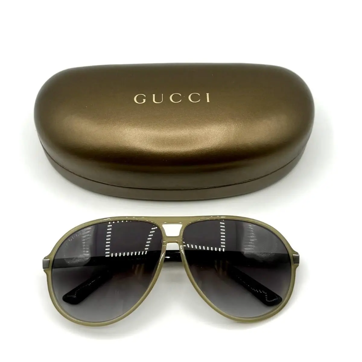 Gucci Unisex Tan/black Acetate Aviator Sunglasses W/logo 1646/S 276323 2318