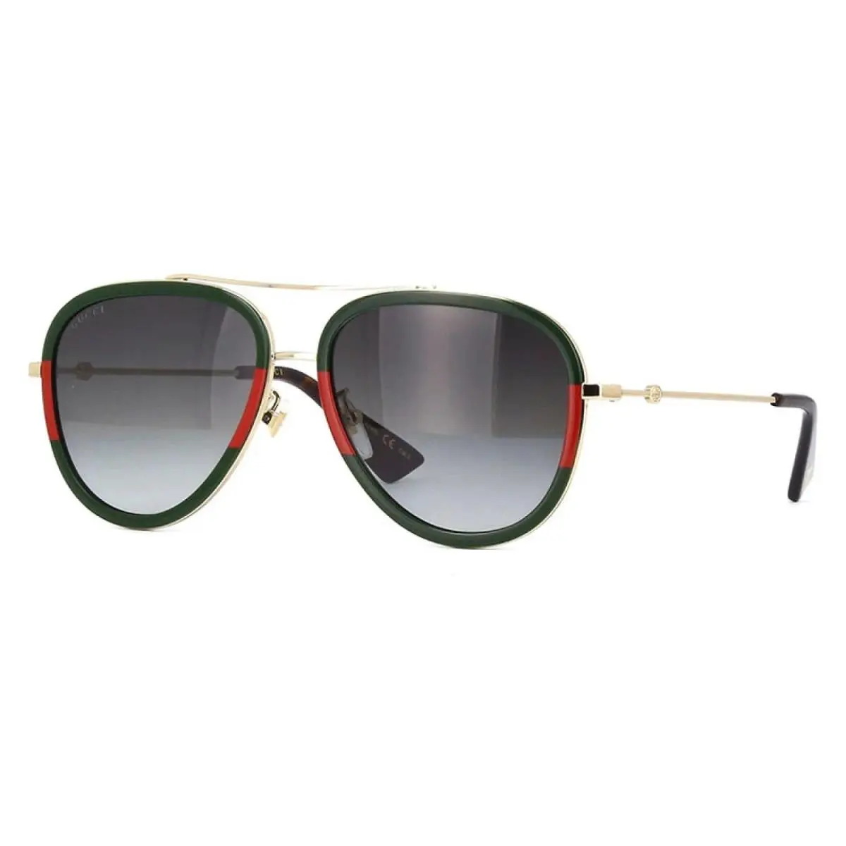 Gucci Sunglasses GG0062S 003 Gold/green Unisex Aviator Eyewear