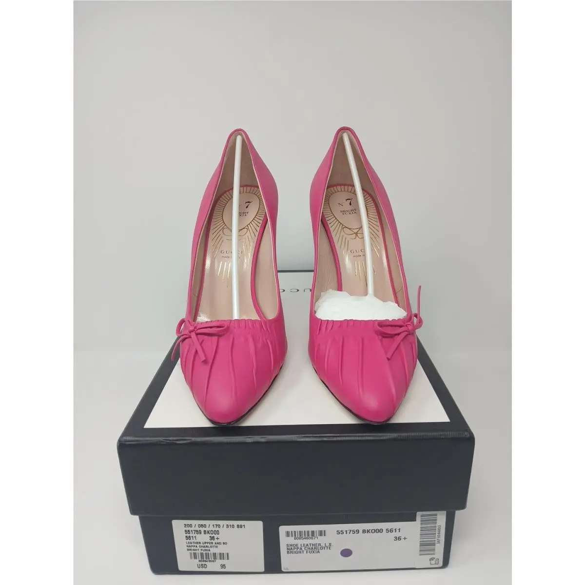 Nappa Charlotte Leather Upper 7 Pumps Women’s EU 36.5 Bright Fuxia by Gucci