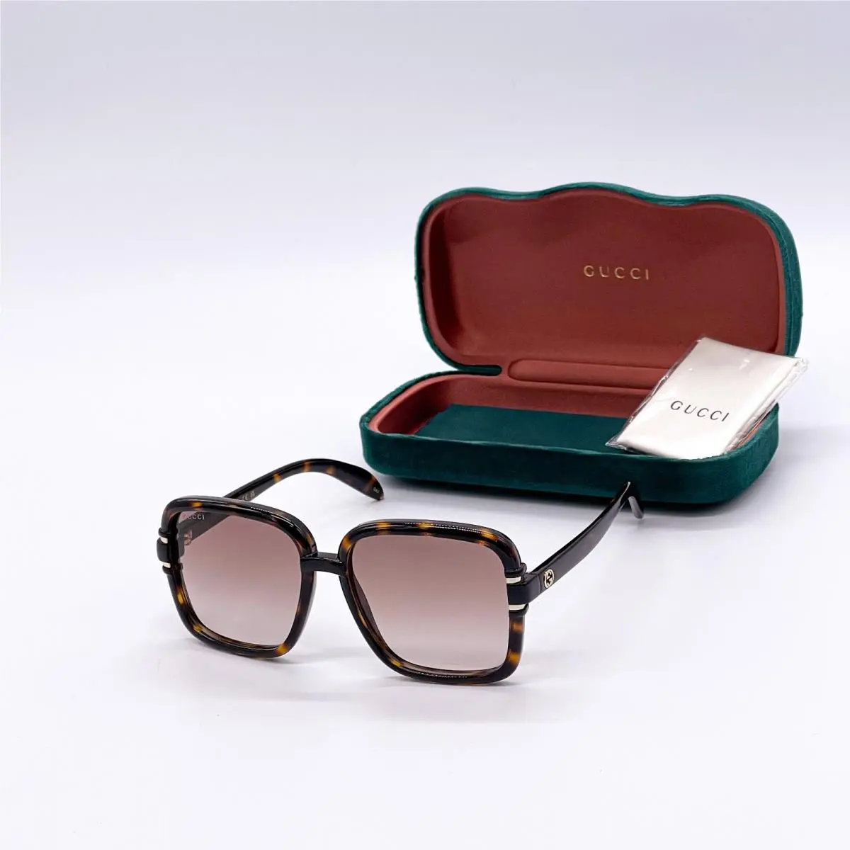 Gucci Sunglasses GG1066S 002 Women’s Square Havana Gucci Eyewear
