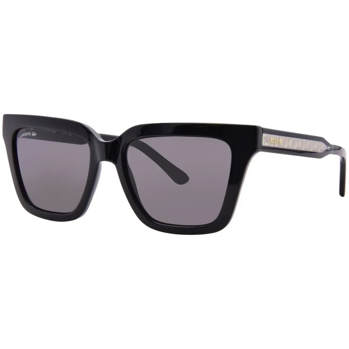 Lacoste L6063S 001 Sunglasses Women`s Black/dark Grey Rectangle Shape 55mm