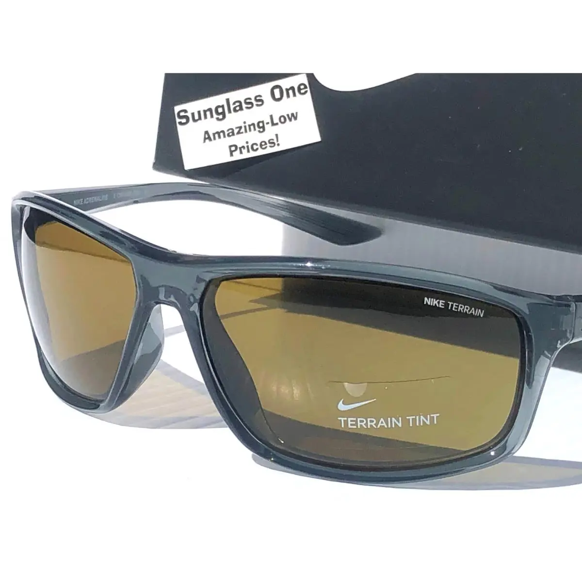 Nike Adrenaline Dark Grey Black Frame Terrain Tint Lens Sunglass CW4680 021