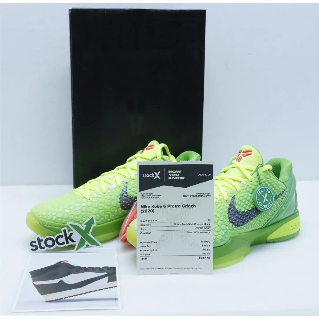 Zoom Vapor Edge Kobe VI 6 Protro Low Grinch CW2190 300 - Size 12 by Nike