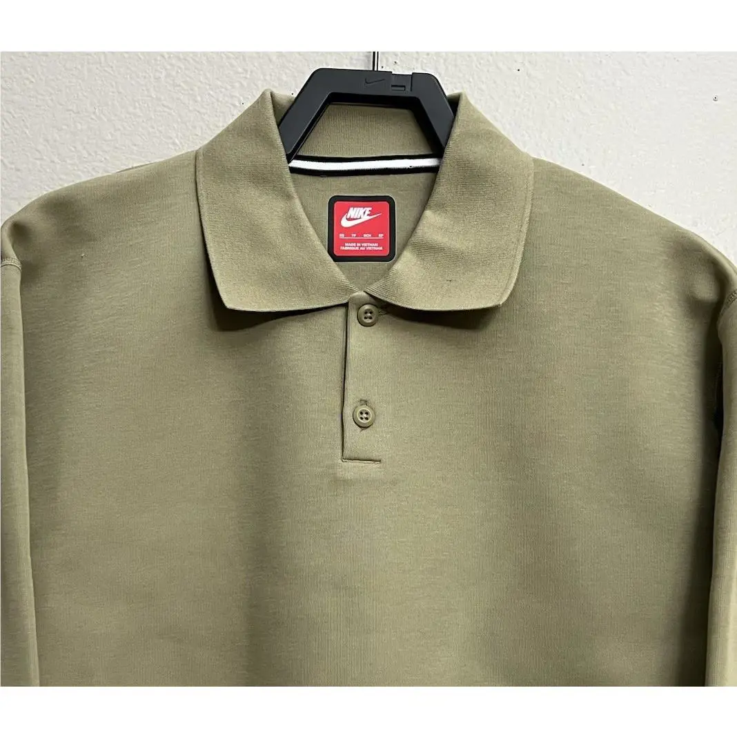 Nike clothing - Nike Tech Fleece Reimagined Polo Shirt Top - FZ7570-276 - Neutral Olive (UPC: 197597299259) 0