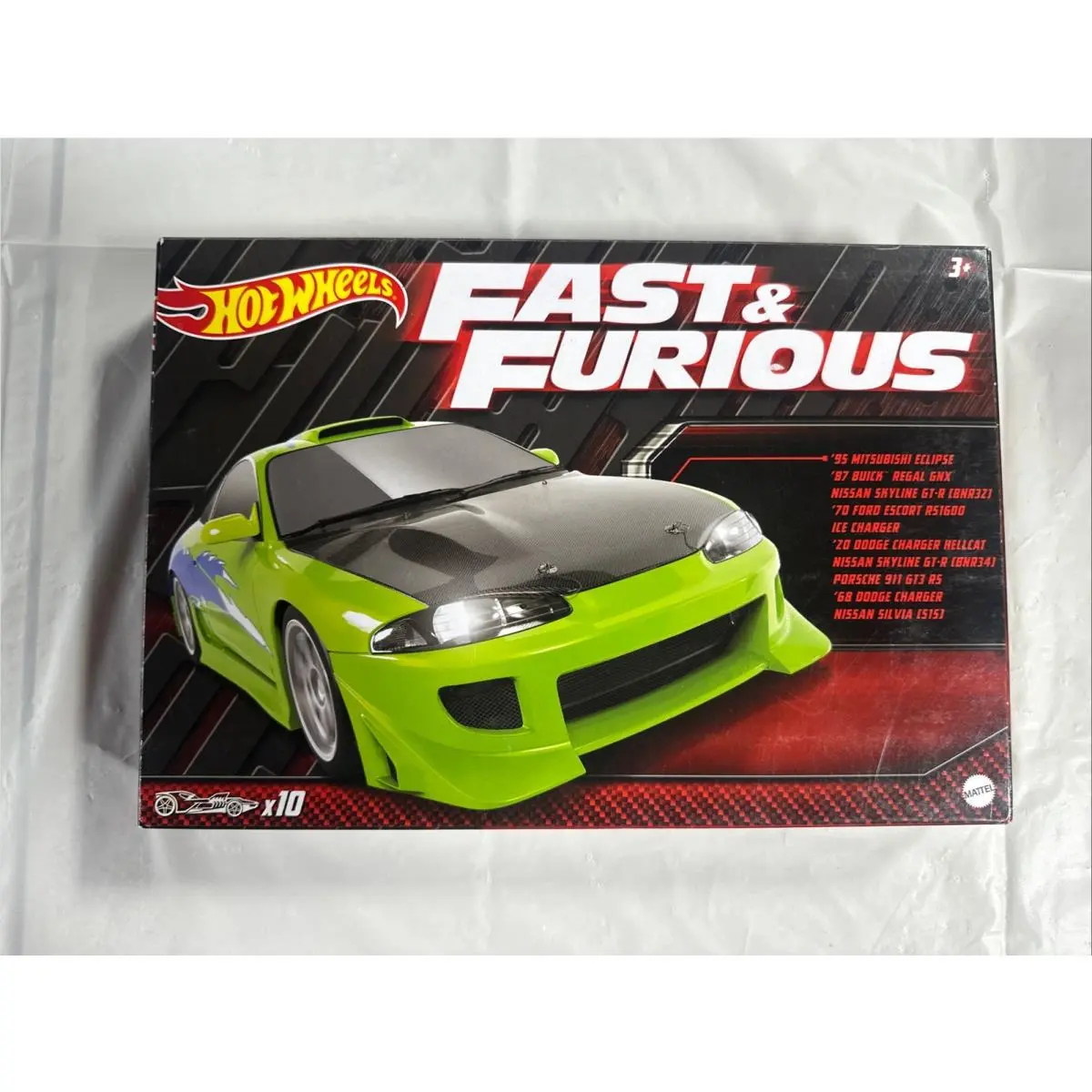 Hot Wheels Exclusive Fast Furious Cars - Pack of 10 Skyline Eclipse Porsche