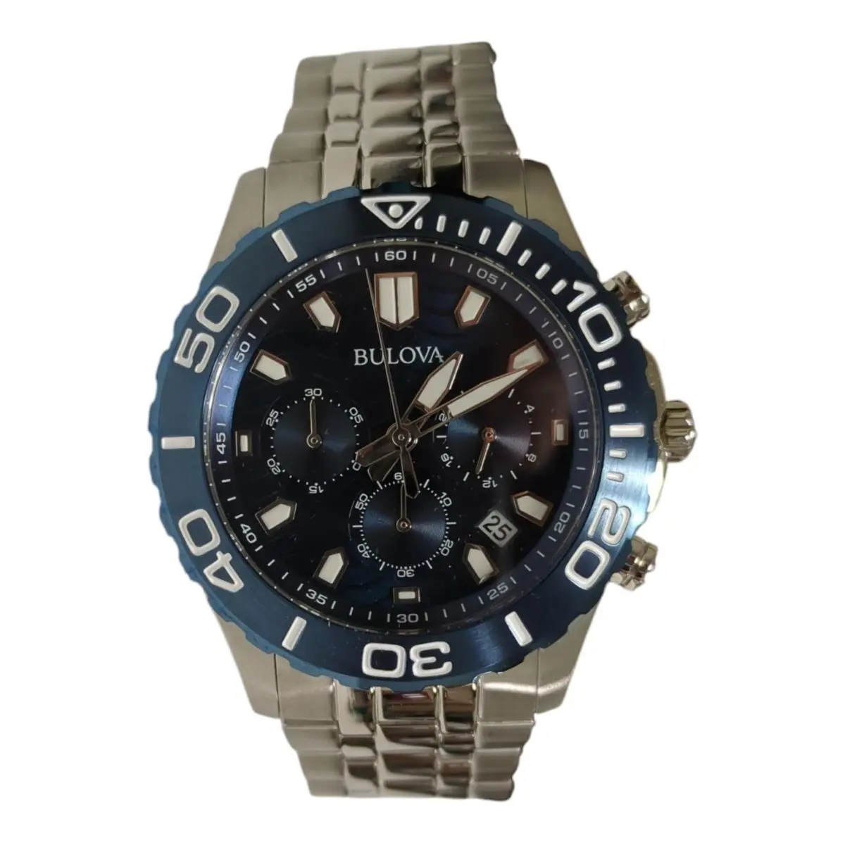 Bulova Men`s Sport Chronograph Bracelet Watch 43mm 98B435 - Stainless Steel/Blue