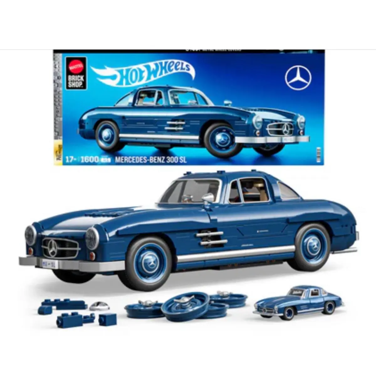 Mattel Brick Shop Hot Wheels Mercedes-benz 300 SL Building Set In Hand HWW25