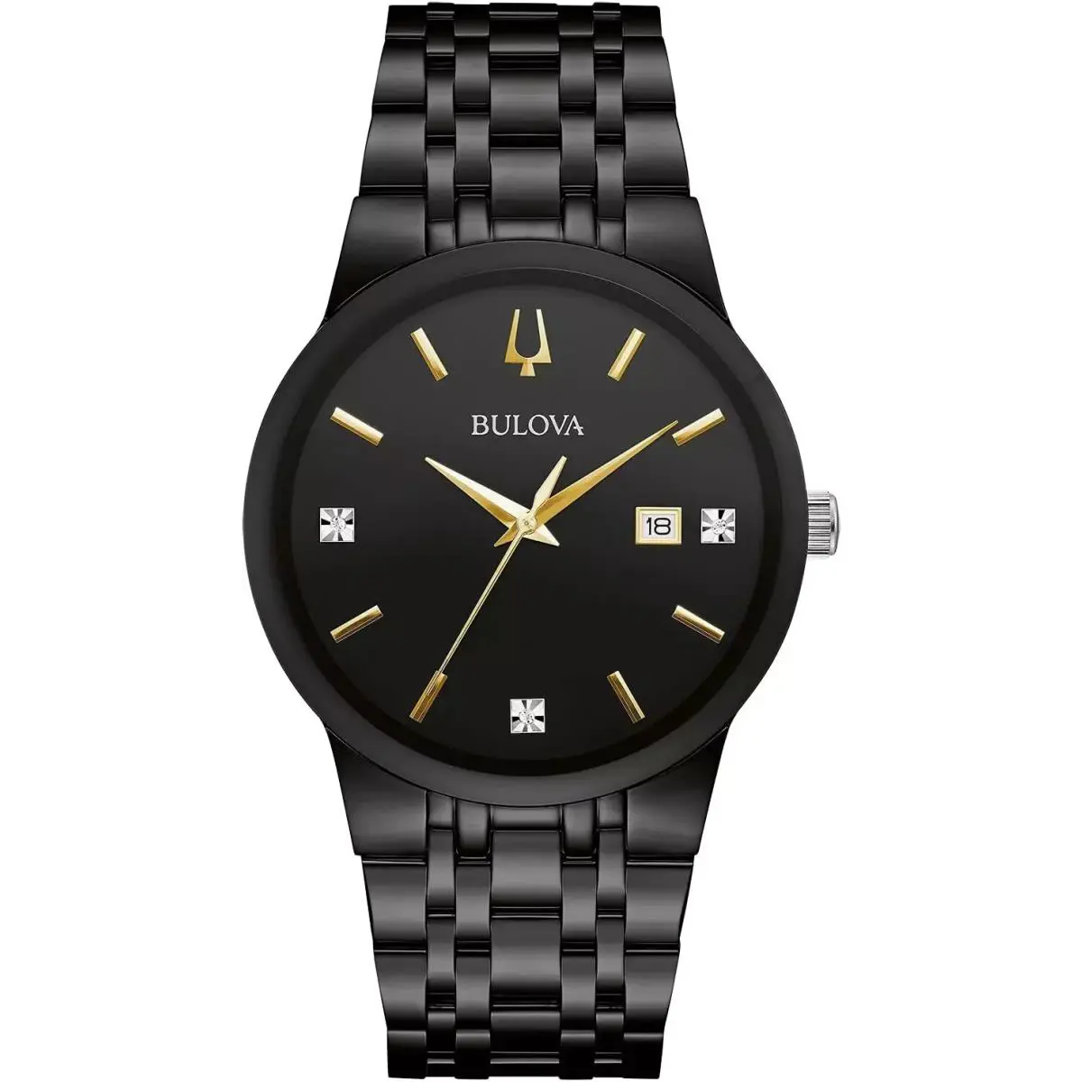 Bulova 98D166 Men`s Black Stainless Steel Diamond Accent Watch