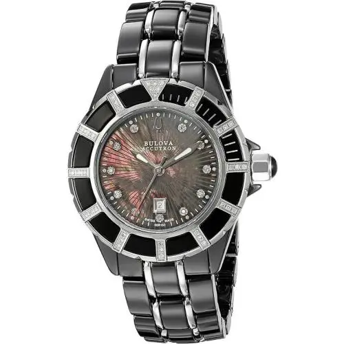 Bulova Accutron 65R132 Mirador Black Mother of Pearl Dial Ceramic Watch