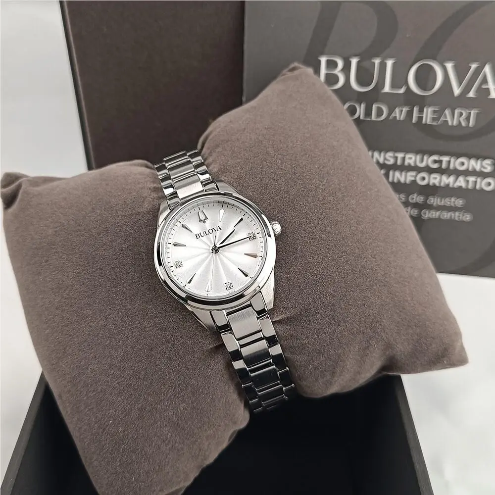 Bulova Sutton 96P219 Diamond White Dial Quartz Stainless Steel Women`s Watch