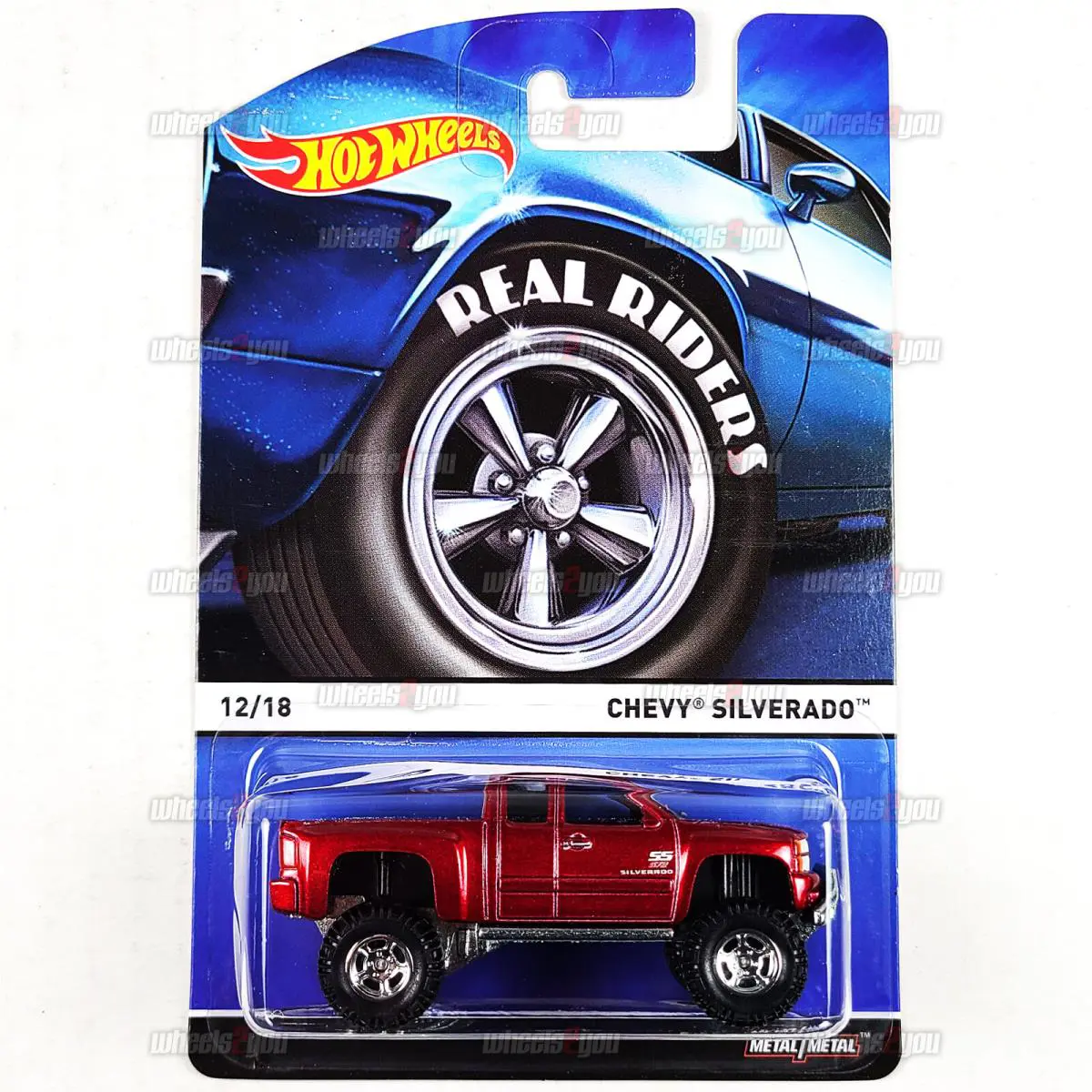 Hot Wheels Chevy Silverado #12 Red 2015 Hot Wheels Chevy Silverado 12 Red SS - HW Heritage Real Riders 1:64 CFN54