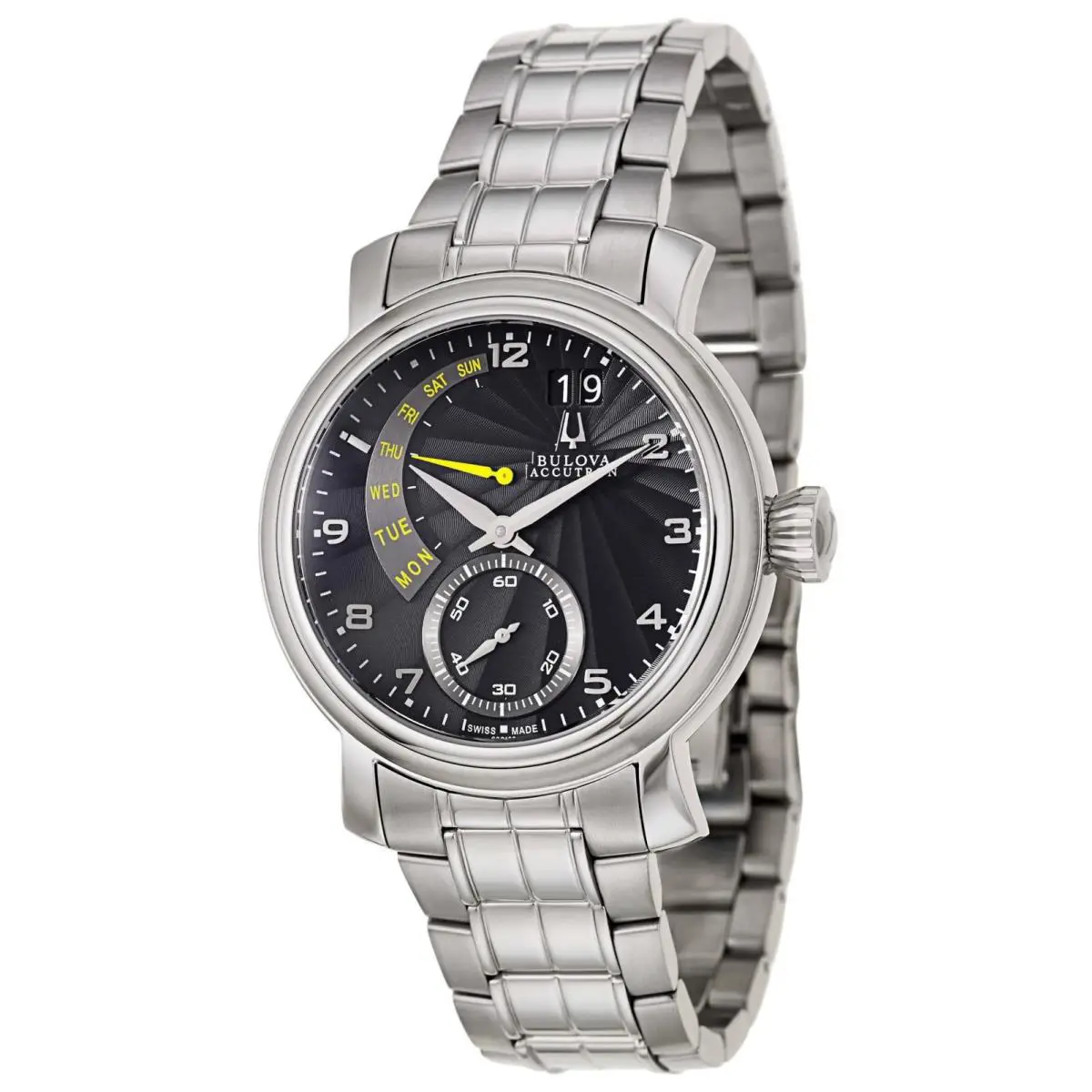 Swiss Made Bulova Accutron 63C103 Amerigo SS Black Dial Men`s Watch