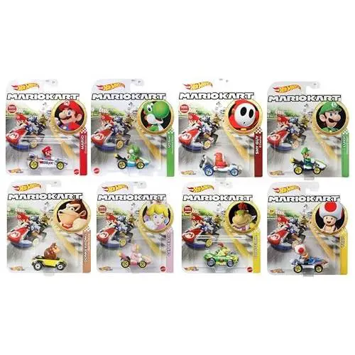 Hot Wheels Mario Kart Die-cast Character Cars Collection 8-Pack