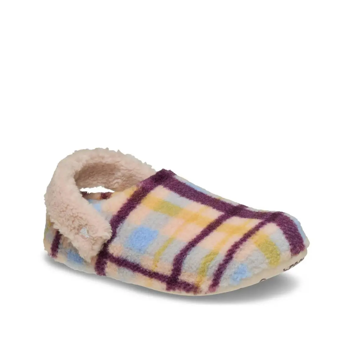 Woman`s Slippers Crocs Classic Cozzzy Plaid Slipper - Light Pink Plaid Print