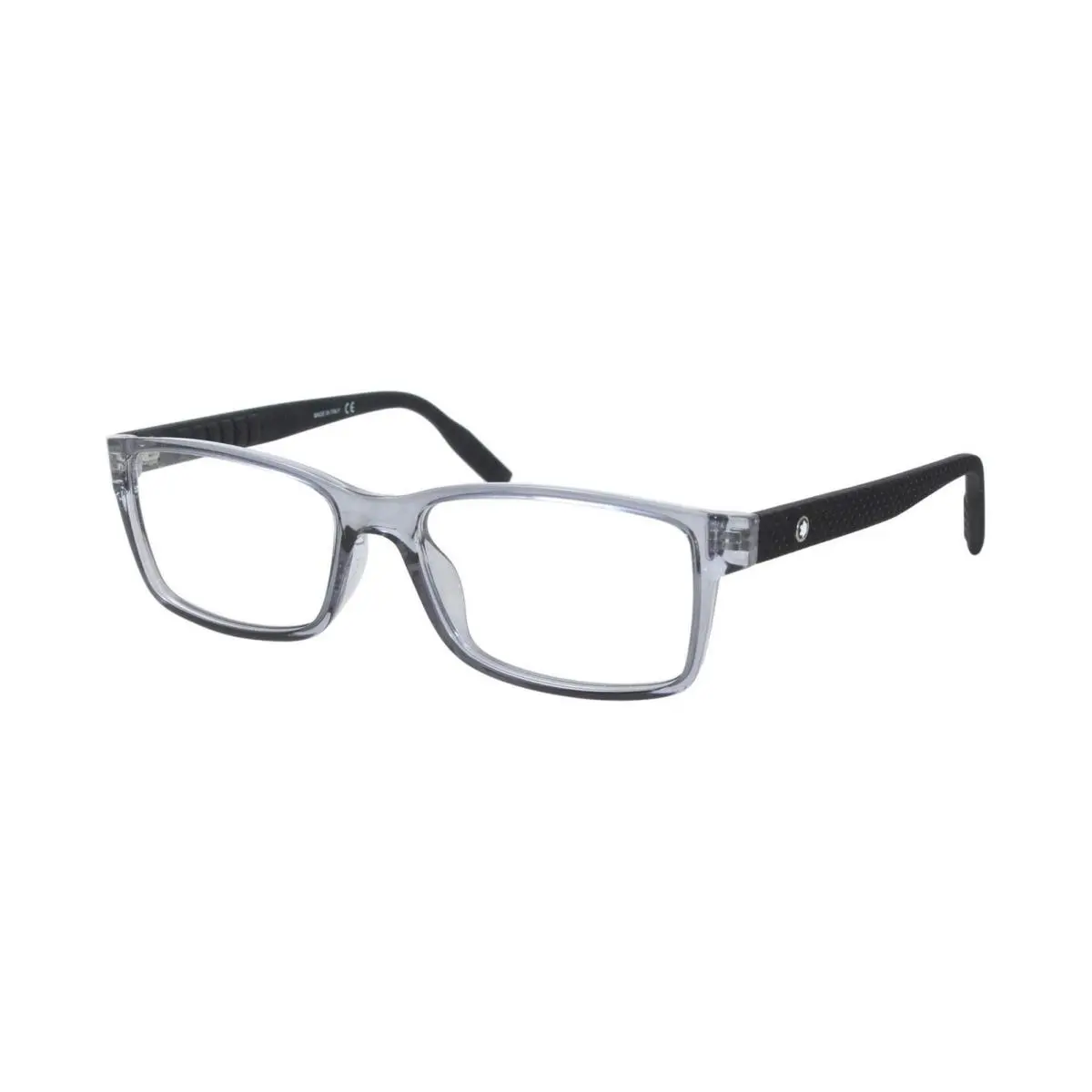 Montblanc Rectangular Eyeglasses MB0066O 003 Transparent Gray/matte Black