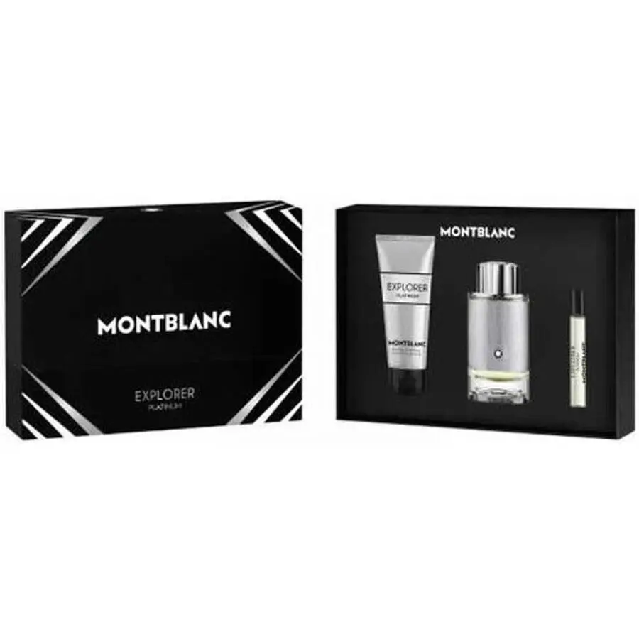 Montblanc Mont Blanc Explorer Platinum Set 3.3oz Edp Spray + .25oz Mini + 3.3oz Shower Gel