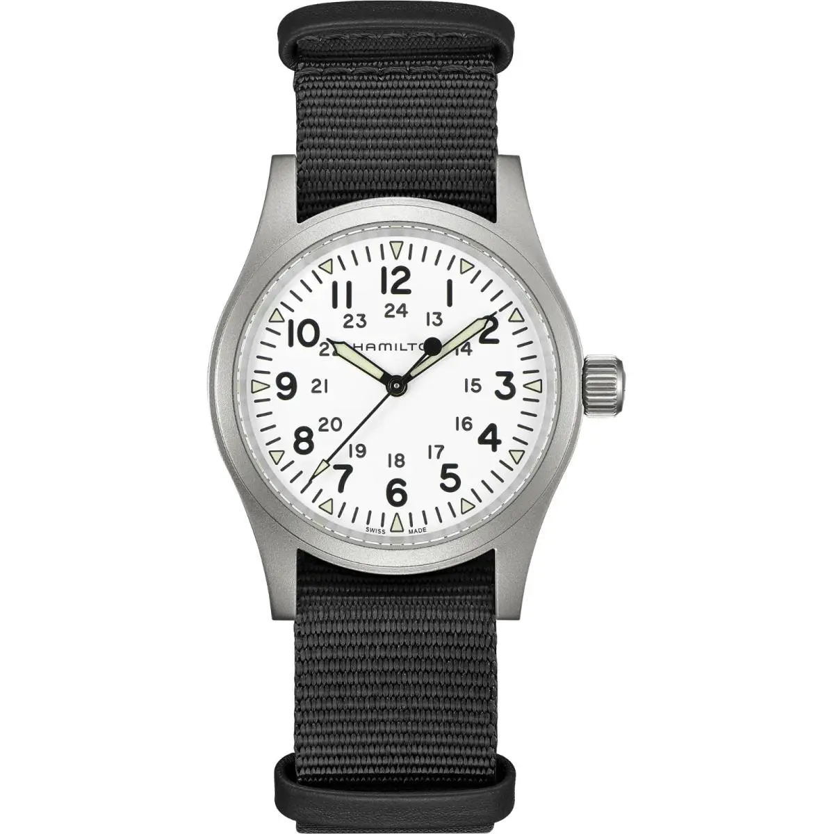 Khaki Field Mechanical 38mm White Dial Black Strap Watch H69439910 by Hamilton