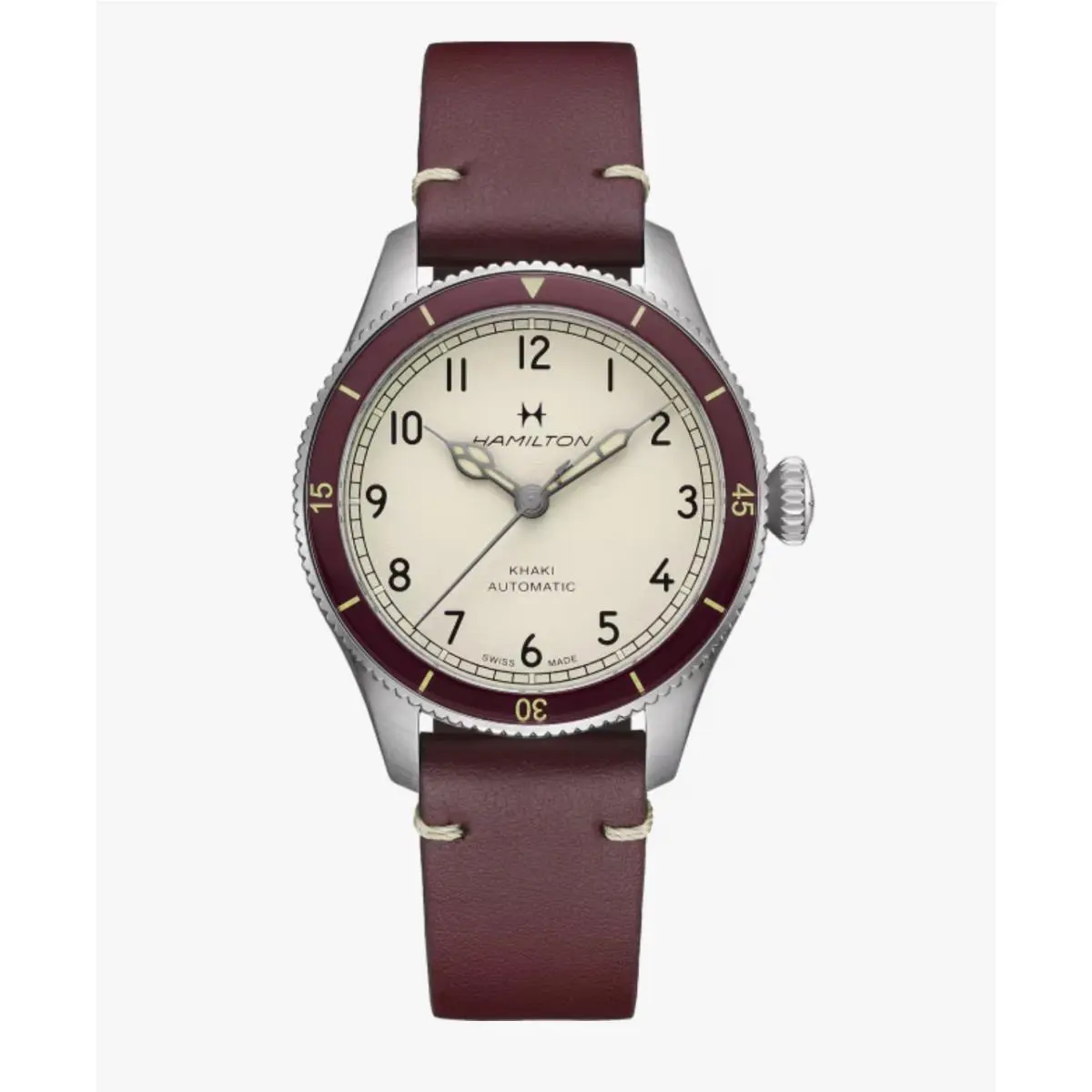Hamilton H76265810 Khaki Aviation Pilot Pioneer Steel 38 mm Leather Men`s Watch
