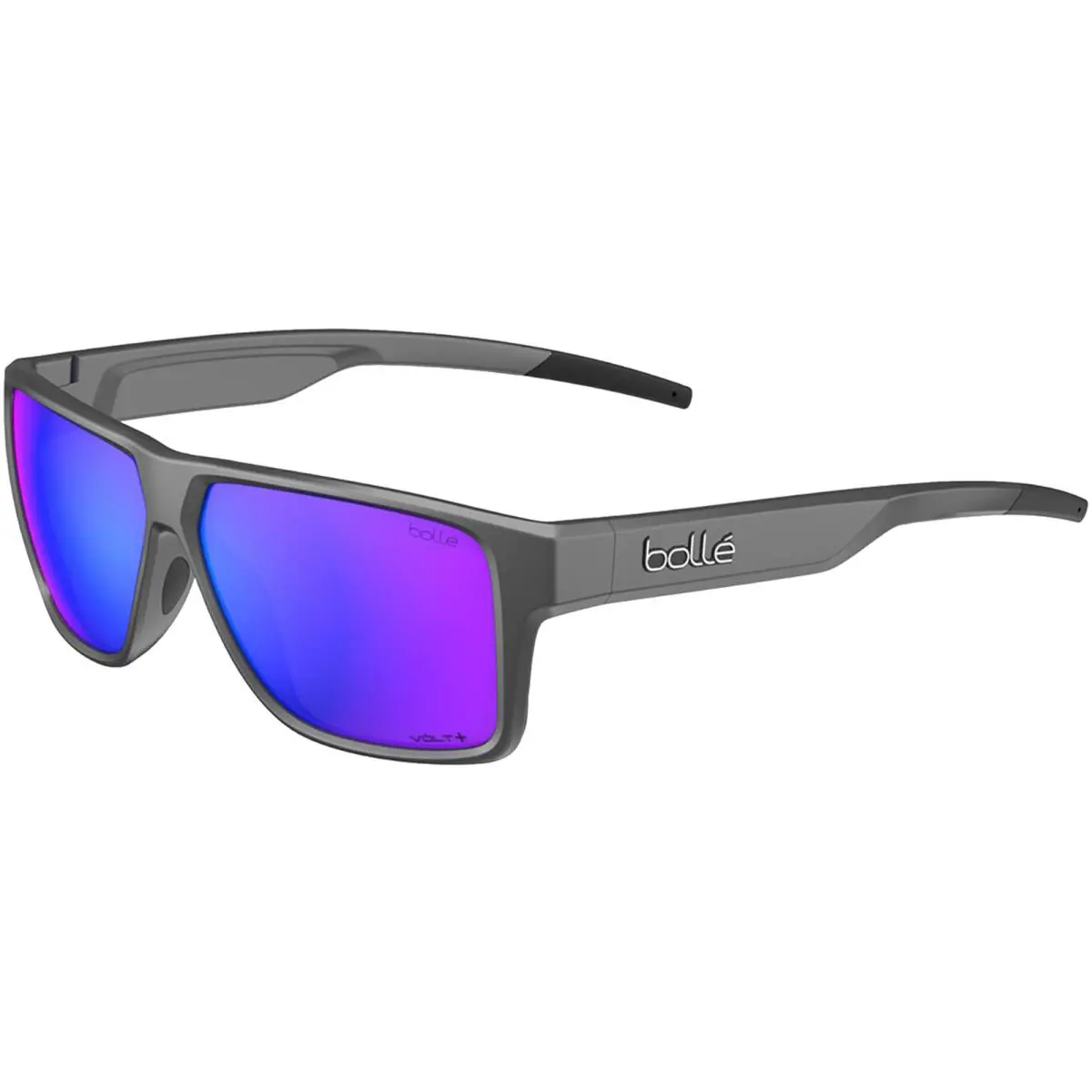 Bolle Temper Polarized Titanium Matte Square Sunglasses w/ Mirror Lens BS042001