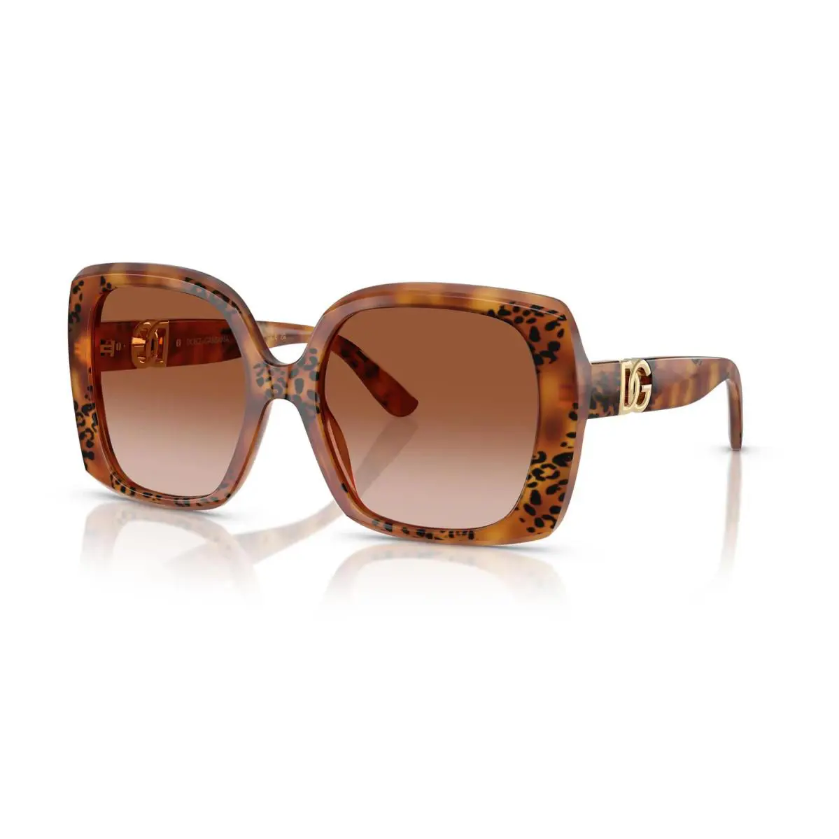 Dolce Gabbana DG 4475 Havana Leo/brown Shaded 338013 Sunglasses - Frame: Havana Leo, Lens: Brown Shaded