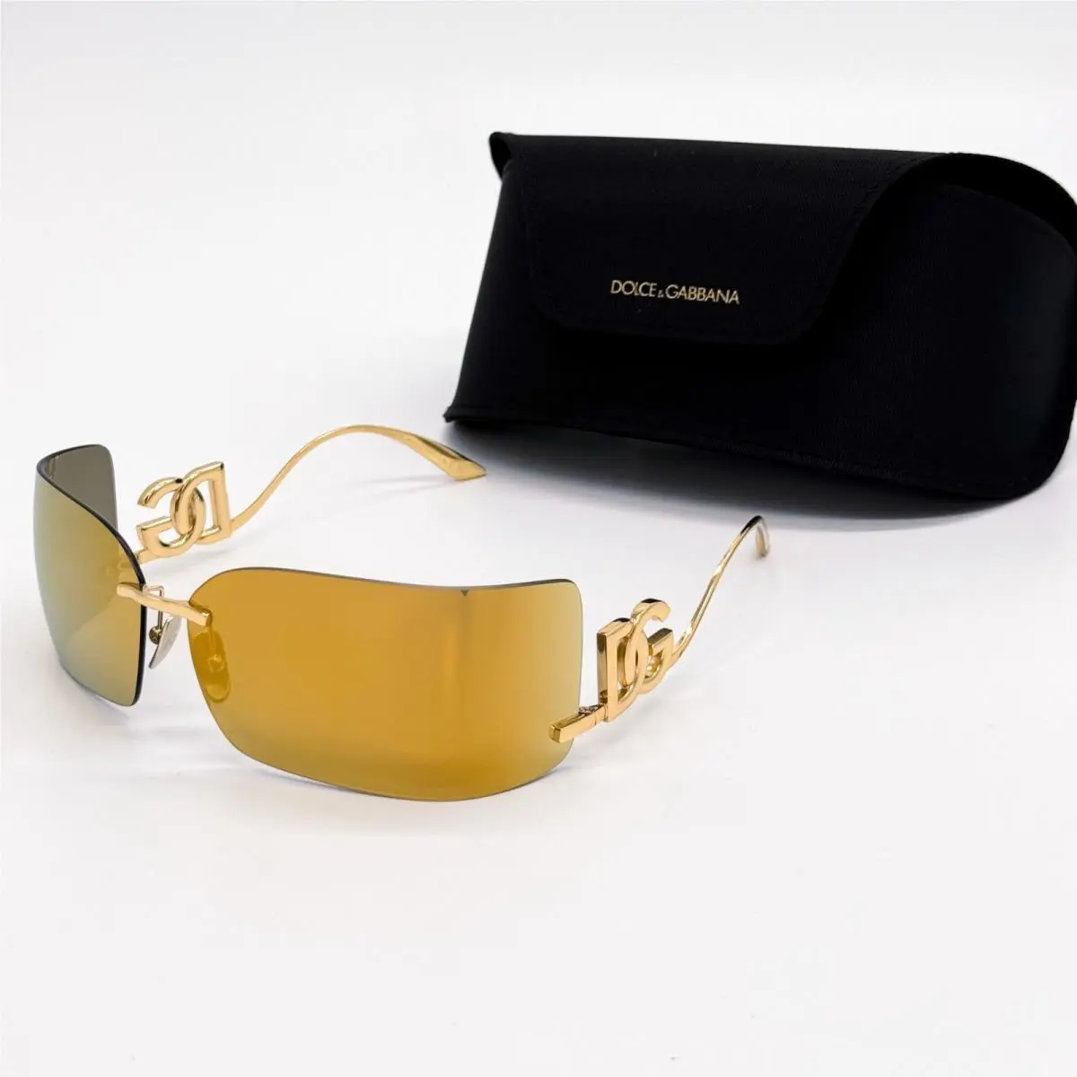 DG2319 02/5A Dolce Gabbana Gold Shield Sunglasses DG2319