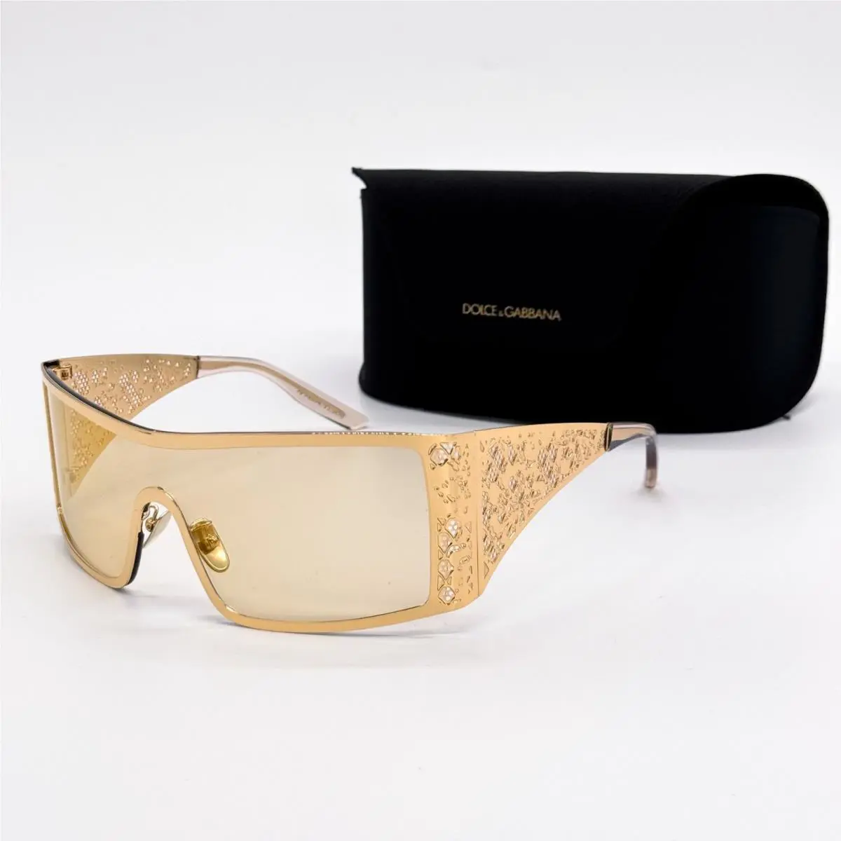 DG2317 02/71 Dolce Gabbana Gold Shield Women Sunglasses Dolce Gabbana