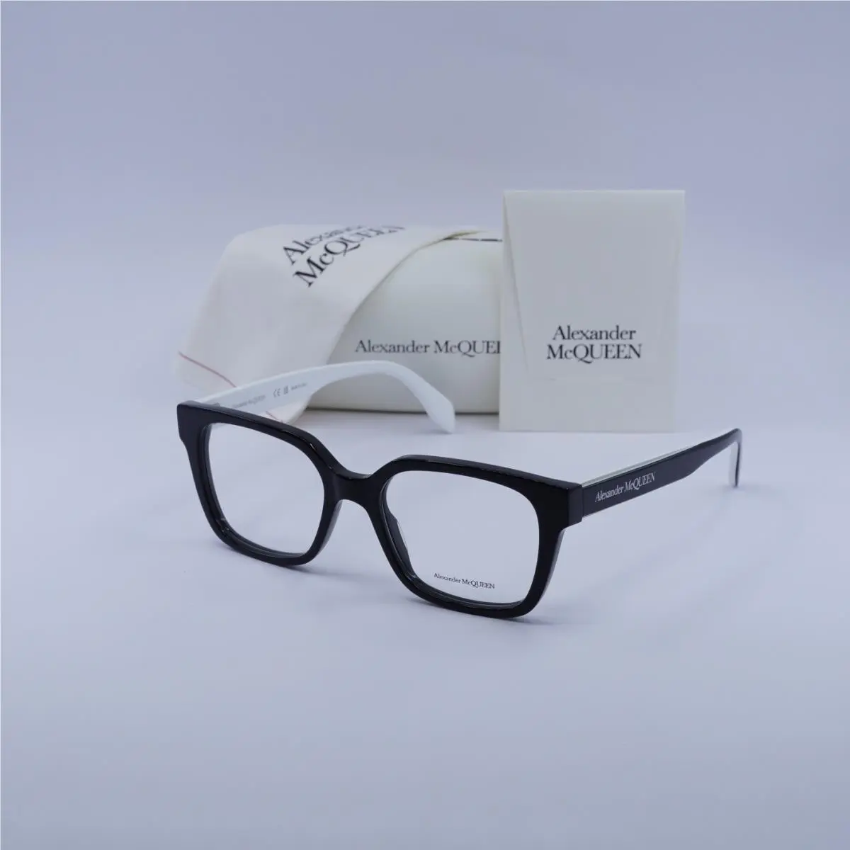 Alexander Mcqueen AM0358O 003 White/black 52mm Eyeglasses by Alexander McQueen