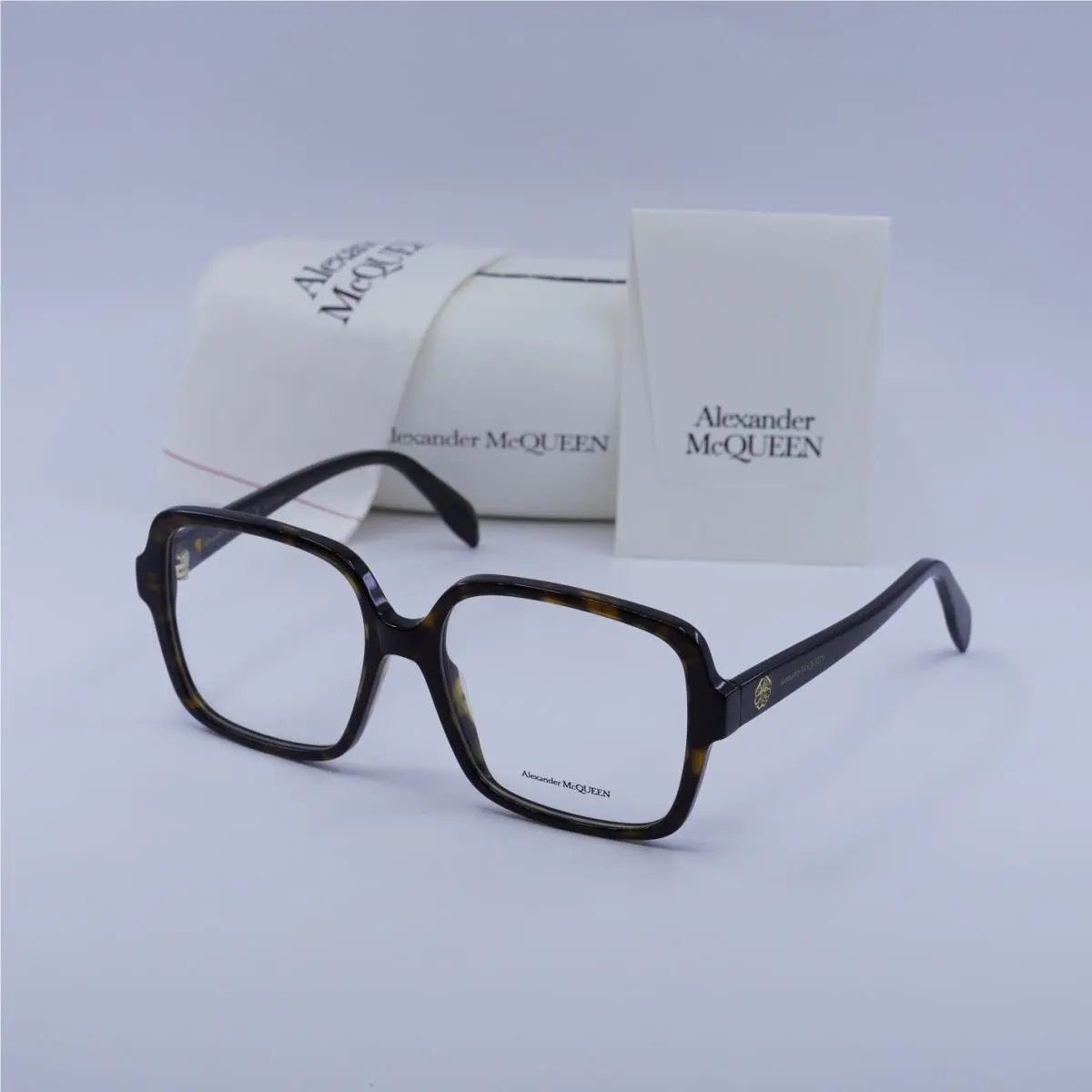 Alexander Mcqueen AM0286O 002 Dark Havana 55mm Eyeglasses by Alexander McQueen